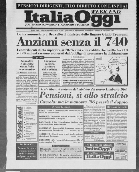 Italia oggi : quotidiano di economia finanza e politica